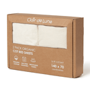 Organic Cream Fitted Cotton Cot Bed Sheet - 140 x 70 cm in natural brown packaging | Soft Baby Sheets | Cot & Cot Bed Bedding | Nursery Linen - Clair de Lune UK