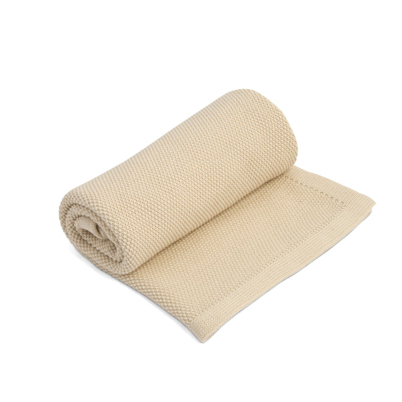 Cream Organic Knitted Baby Blanket Rolled to show the gorgeous weave | Cosy Baby Blankets & Swaddles | Nursery Bedding | Newborn Baby Essentials - Clair de Lune UK