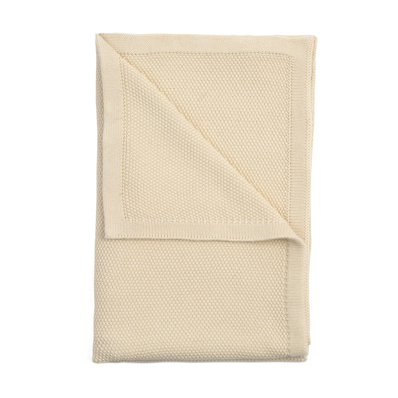 Cream Organic Knitted Baby Blanket folded | Cosy Baby Blankets & Swaddles | Nursery Bedding | Newborn Baby Essentials - Clair de Lune UK