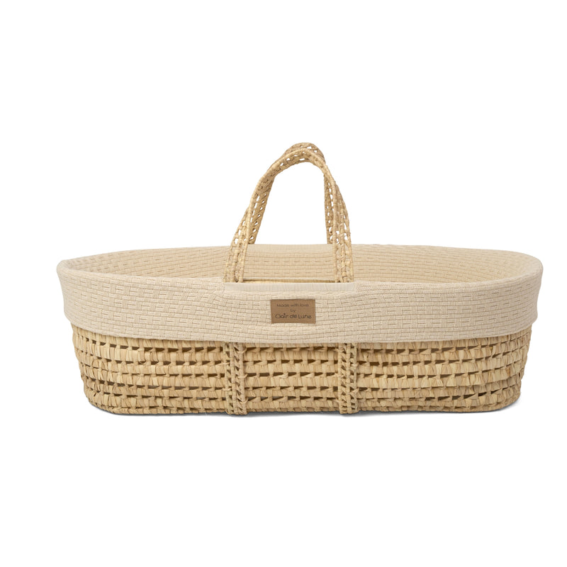 Cream Organic Knitted Palm Moses Basket | Moses Baby Baskets, Bassinets | Organic Baby Essentials | Nursery Furniture - Clair de Lune UK