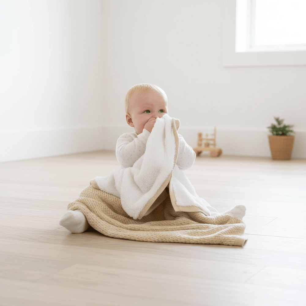 Organic Knit Sherpa Blanket | Cosy Baby Blankets | Nursery Bedding