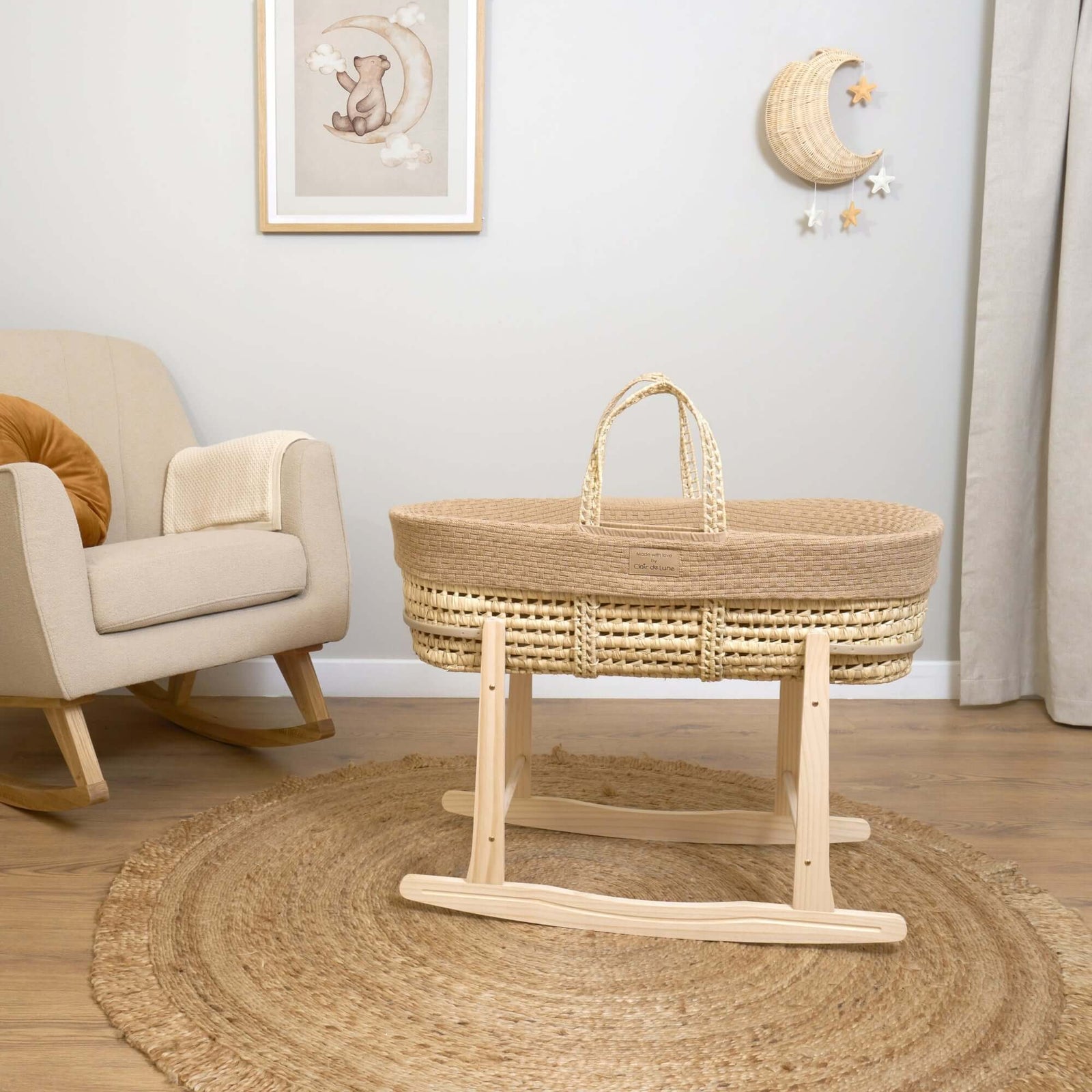 Baby Rocking Basket Organic Knitted Palm Moses Basket | Moses Baby Baskets & Bassinets ...