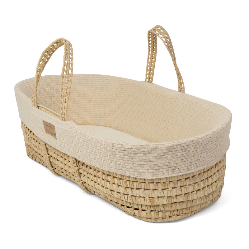 Cream Organic Knitted Palm Moses Basket | Moses Baby Baskets, Bassinets | Organic Baby Essentials | Nursery Furniture - Clair de Lune UK