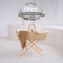 Cream Organic Palm Moses Basket with the Natural Folding Stand in the nursery with 2026 Platinum Award for best organic Moses Basket | Moses Baby Baskets, Bassinets | Organic Baby Essentials | Nursery Furniture - Clair de Lune UK