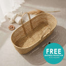 Palm Moses Basket Undressed by a bright and airy window with free mattress protector for a limited time | Moses Baby Baskets | Bassinets | Nursery Furniture - Clair de Lune UK