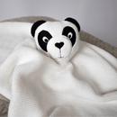 Close up of the Organic Knitted GrowGrows Panda Animal Comforter - Clair de Lune UK