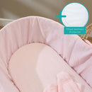 Pink 2 Pack Universal Cotton Moses Basket Sheets - 74 x 30 cm on a Moses basket mattress Bundled for a saving with the mattress protector | Soft Baby Sheets | Cot, Cot Bed, Pram, Crib & Moses Basket Bedding - Clair de Lune UK
