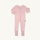 Pink Pinstripe Sleepsuit with classic pink stripe design made from bamboo and organic cotton from GrowGrows on white background - Clair de Lune UK