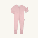 Pink Grow Grows Organic Pinstripe Sleepsuit on white background  | Baby Grows and Onesies | Organic Baby Clothes - Clair de Lune UK