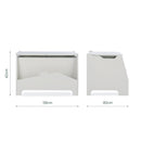 CuddleCo Play House Storage Box on white background with dimensions | Nursery Furniture | Children's Storage and Shelving - Clair de Lune UK