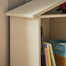 CuddleCo Play House Bookcase filled with books with closeup on the groved detailing | Nursery Furniture | Children's Bookcase - Clair de Lune UK