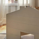 CuddleCo Play House Table with Benches in a cosy nursery close up on the grooved detail | Children and Toddler Furniture | Kids Desk with Bench - Clair de Lune UK