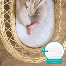 Quilted Microfibre Wicker Moses Basket Mattress (65 x 28 cm) Bundled With Fitted Sheets | Moses Basket Mattresses | Newborn Bedding - Clair de Lune UK