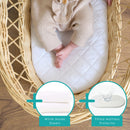 Quilted Microfibre Wicker Moses Basket Mattress (65 x 28 cm) Bundled With Fitted Mattress Protector and Sheets | Moses Basket Mattresses | Newborn Bedding - Clair de Lune UK