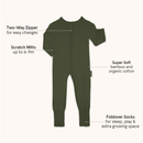 Forest Grow Grows Organic Ribbed Baby Sleepsuit with key featured labelled on white background | Baby Sleep Wear | Children's pyjamas - Clair de Lune UK
