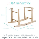 Diagram showing the adjustable dimensions of the Standard Rocking Moses Basket Stand | Moses Basket Stand | Moses Baby Baskets & Bassinet Accessories | Nursery Furniture - Clair de Lune UK