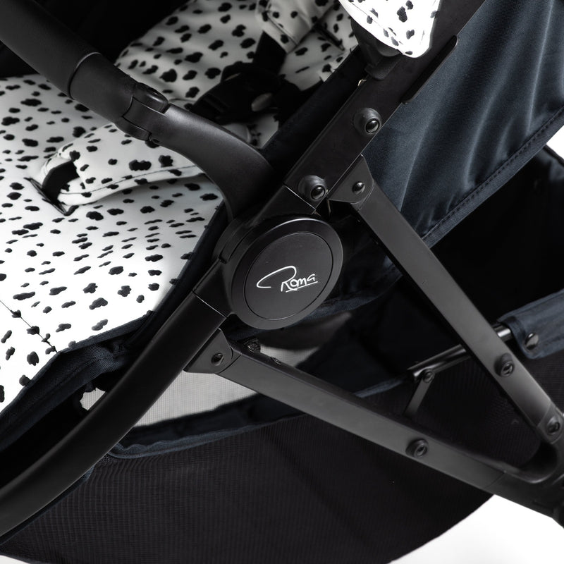 The sturdy frame of the Dalmatian Roma Atlas 3 Wheel Pram | Strollers, Pushchairs & Prams | Pushchairs, Carrycots & Car Seats Baby | Travel Essentials - Clair de Lune UK