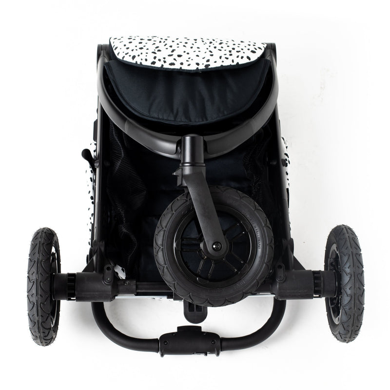 The front of the Folded Dalmatian Roma Atlas 3 Wheel Pram | Strollers, Pushchairs & Prams | Pushchairs, Carrycots & Car Seats Baby | Travel Essentials - Clair de Lune UK
