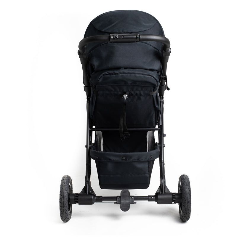 The back of the Jet Black Roma Atlas 3 Wheel Pram | Strollers, Pushchairs & Prams | Pushchairs, Carrycots & Car Seats Baby | Travel Essentials - Clair de Lune UK