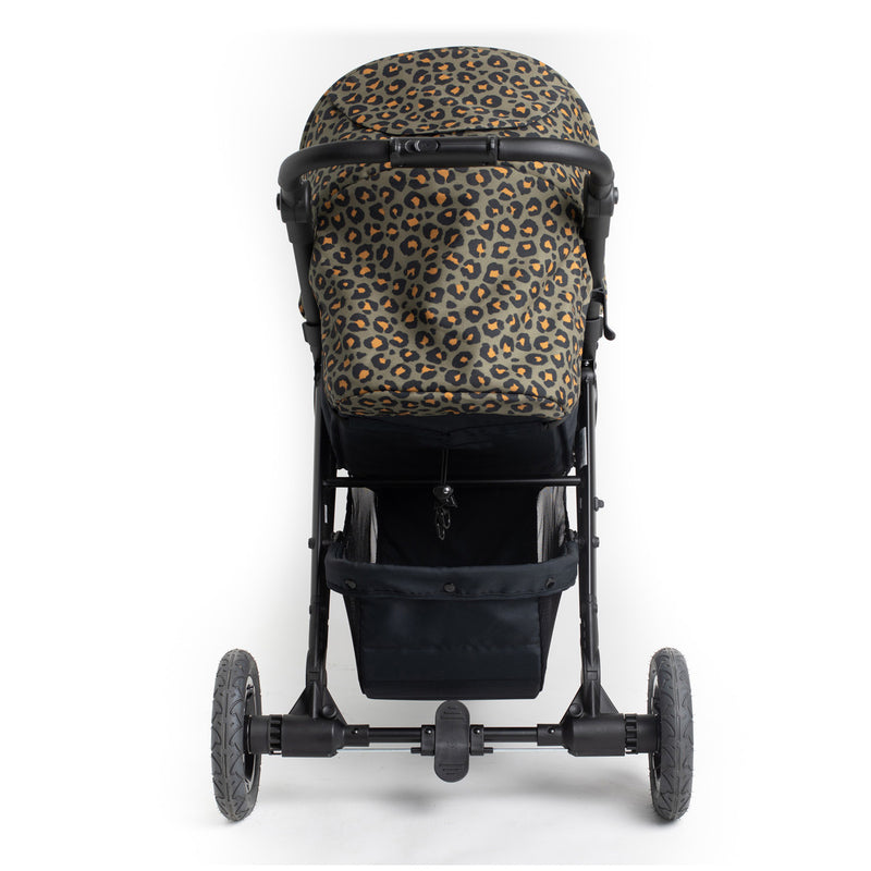 The back of the Khaki Leopard Roma Atlas 3 Wheel Pram | Strollers, Pushchairs & Prams | Pushchairs, Carrycots & Car Seats Baby | Travel Essentials - Clair de Lune UK