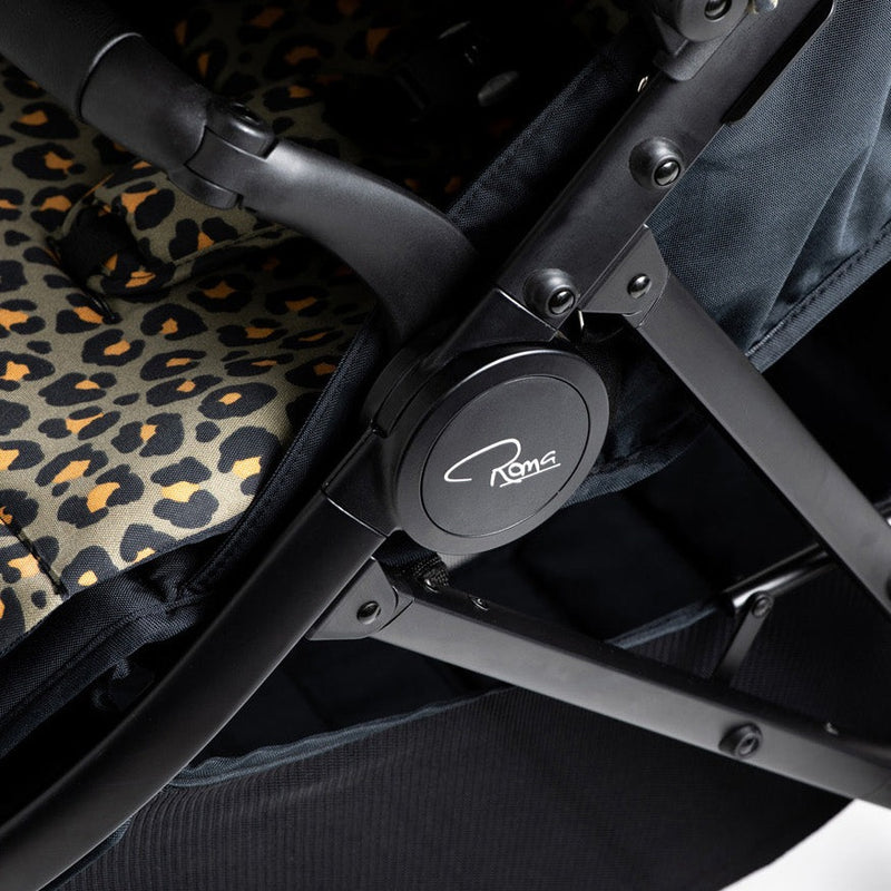 The sturdy frame of the Khaki Leopard Roma Atlas 3 Wheel Pram | Strollers, Pushchairs & Prams | Pushchairs, Carrycots & Car Seats Baby | Travel Essentials - Clair de Lune UK
