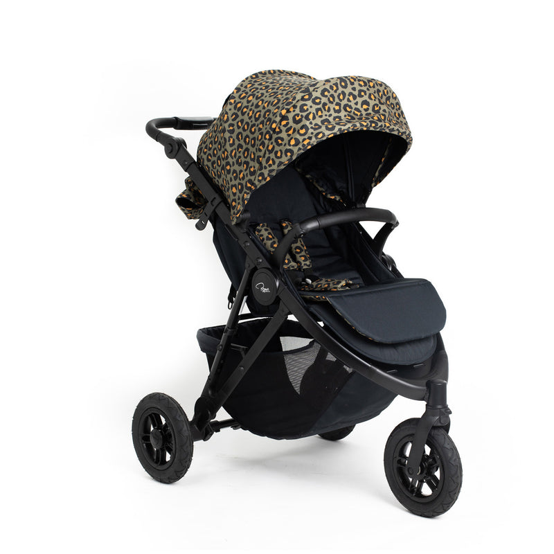 Khaki Leopard Roma Atlas 3 Wheel Pram with the black seat insert | Strollers, Pushchairs & Prams | Pushchairs, Carrycots & Car Seats Baby | Travel Essentials - Clair de Lune UK