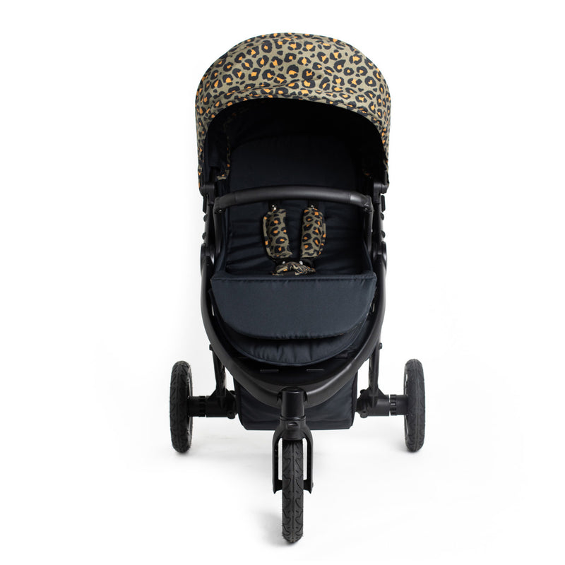  The front of the Khaki Leopard Roma Atlas 3 Wheel Pram | Strollers, Pushchairs & Prams | Pushchairs, Carrycots & Car Seats Baby | Travel Essentials - Clair de Lune UK