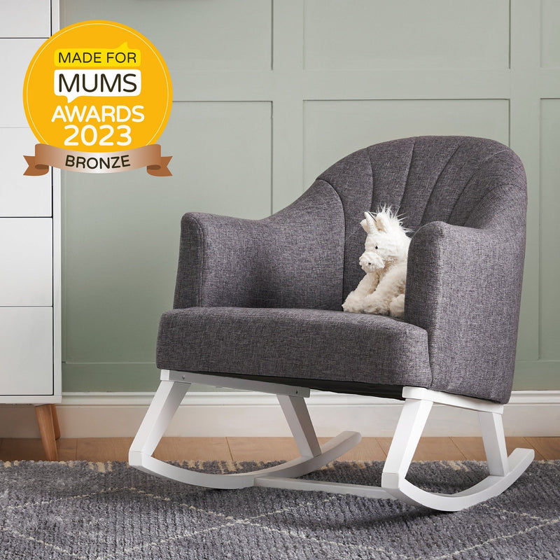 Dark Grey Obaby Award-winning Round Back Rocking Chair with the Made for Mums award logo | Nursing & Feeding Chairs | Nursery Furniture - Clair de Lune UK