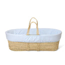 Blue Stripe Palm Moses Basket on Natural Pine Folding Stand | Moses Baby Baskets, Bassinets | Nursery Furniture - Clair de Lune UK
