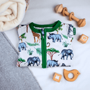 Grow Grows Organic Safari Slumber Sleepsuit folded beautifully by baby toys | Baby Grows and Onesies | Organic Baby Clothes - Clair de Lune UK