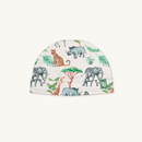 Safari Slumber Baby Hat with safari animal print made from bamboo and organic cotton from GrowGrows - Clair de Lune UK