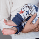 Close up on the fold up socks of the Baby wearing the Grow Grows Organic Sea Life Sleepsuit | Baby Grows and Onesies | Organic Baby Clothes - Clair de Lune UK