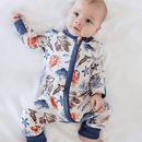 Baby wearing the Grow Grows Organic Sea Life Sleepsuit | Baby Grows and Onesies | Organic Baby Clothes - Clair de Lune UK