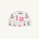 Seaside Sailor Baby Hat with nautical sailing print made from bamboo and organic cotton from GrowGrows
