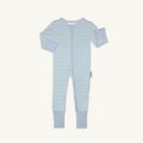 Sky Blue Pinstripe Sleepsuit with classic blue stripe design made from bamboo and organic cotton from GrowGrows - Clair de Lune UK