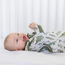 Baby wearing the Organic Grow Grows Country Leaf Smart Sleeping Bag | Baby Sleeping Bags | Baby Bedding - Clair de Lune UK