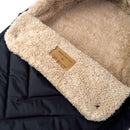 The fleece interior detail of the Black Snug Universal Pushchair Footmuff | Travel Accessories - Clair de Lune UK