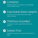 East Coast Space Saver Cot with Mattress Bundle Key Features of compact, mattress included, adjustable base heights and safety | Cots, Cot Beds & Toddler Beds | Nursery Furniture - Clair de Lune UK