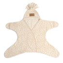 Leopard Star Fleece Baby Wrap Blanket with no buttons or zips on white background | Cosy Baby Blankets | Pram Blanket - Clair de Lune UK