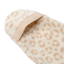 A close up of the folding mitten on the Leopard Star Fleece Baby Wrap Blanket with no buttons or zips on white background | Cosy Baby Blankets | Pram Blanket - Clair de Lune UK shown on a white background.