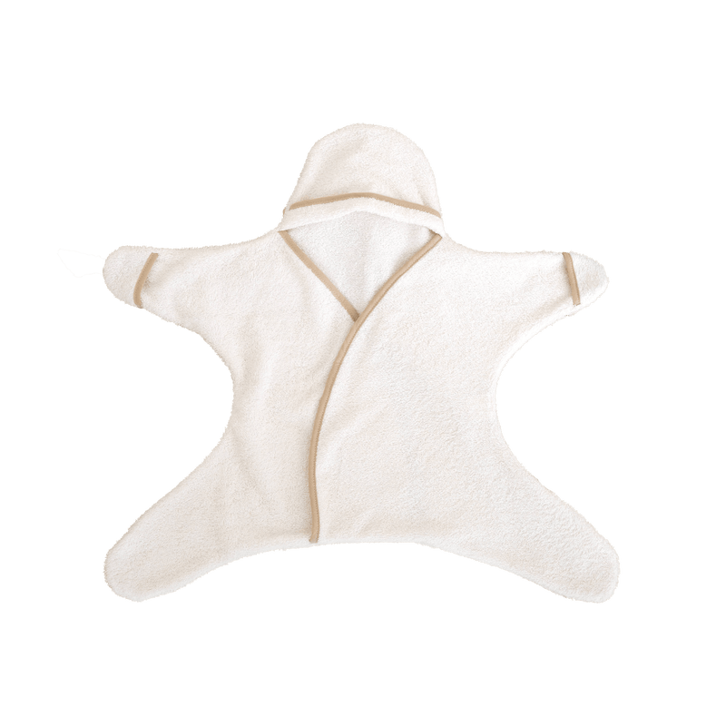 Cream Star Hooded Baby Towel laid flat on white background| Bath Time Essentials | Newborn Hooded Towel - Clair de Lune