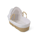White Waffle Palm Moses Basket showcasing the coverlet, mattress and the hood | Moses Baby Baskets, Bassinets | Nursery Furniture - Clair de Lune UK
