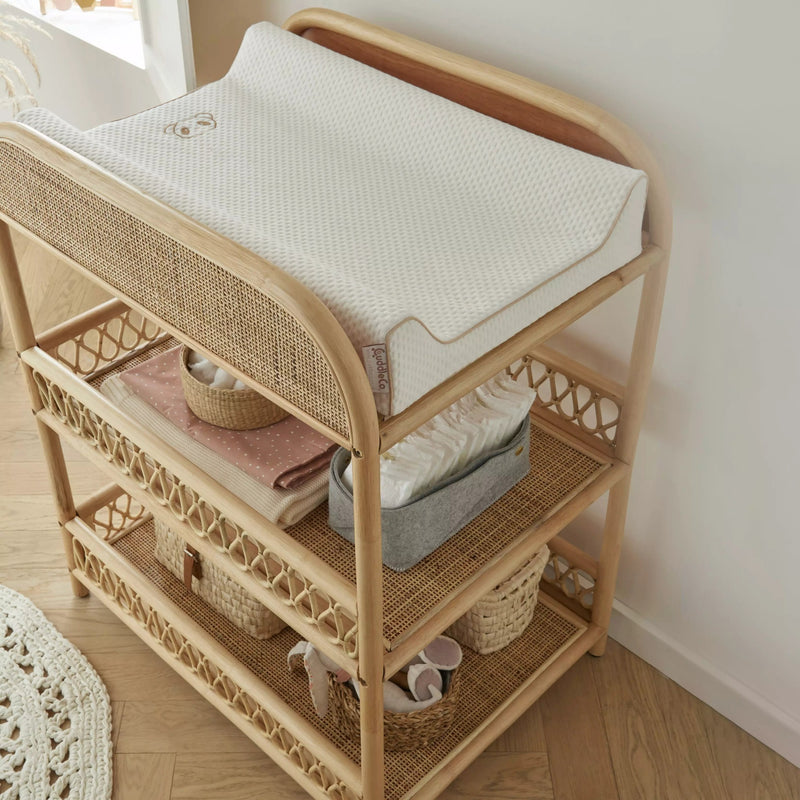 The rattan details of the CuddleCo Aria Rattan Changing Table | Baby Bath & Changing Units | Baby Bath Time - Clair de Lune UK