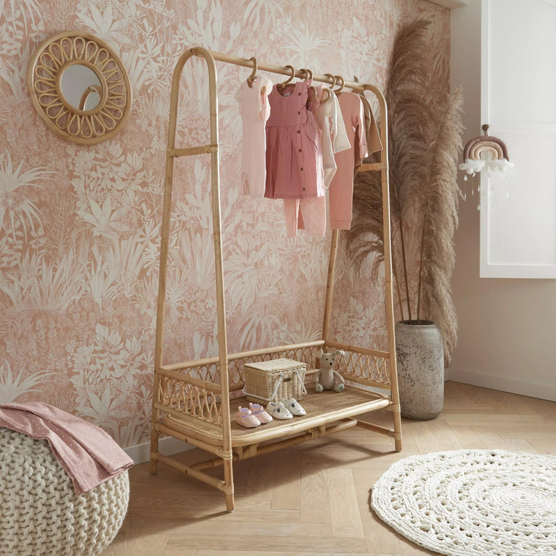 CuddleCo Aria Rattan Clothes Rail/Open Wardrobe | Storage Solutions | Nursery Furniture - Clair de Lune UK