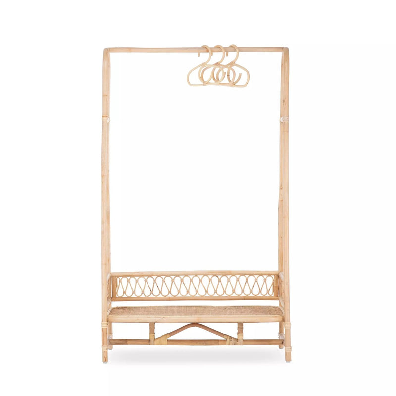 CuddleCo Aria Rattan Clothes Rail/Open Wardrobe with hangers | Storage Solutions | Nursery Furniture - Clair de Lune UK