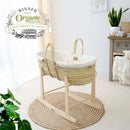 Organic Palm Moses Basket with Stand in Cream in a bright nursery | 2025 Platinum Award Winner | Moses Baby Baskets & Bassinets | Nursery Furniture - Clair de Lune UK
