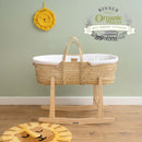 Cream Organic Palm Moses Basket with the Natural Rocking  Stand in the nursery with 2025 Platinum Award for best organic nursery accessory | Moses Baby Baskets, Bassinets | Organic Baby Essentials | Nursery Furniture - Clair de Lune UK