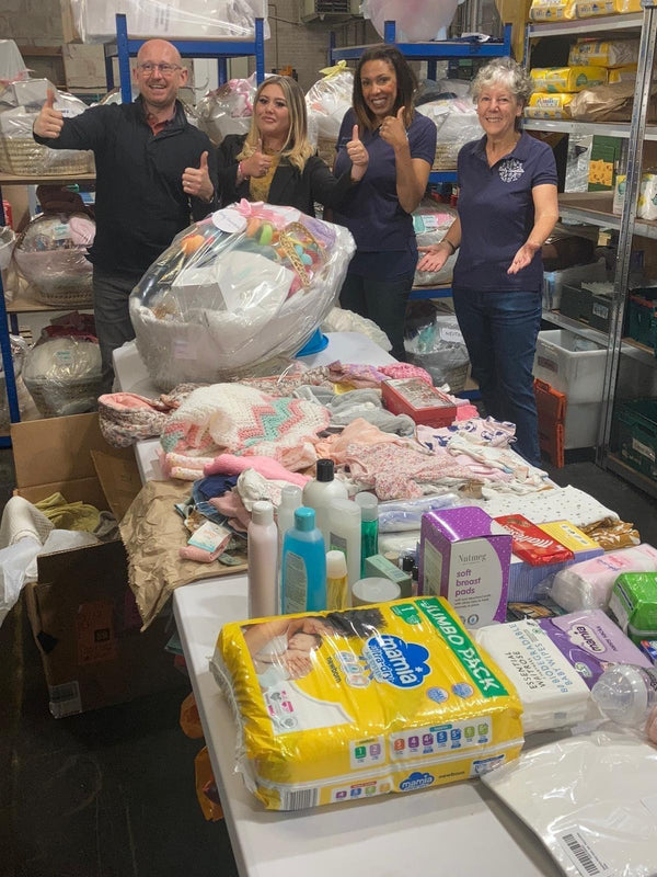 Baby Bank newborn essentials being sorted and organised | Charity Partnerships - Clair de Lune UK