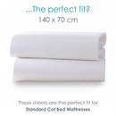 Dimensions of the Clair de Lune White Cot Bed Sheets | Soft Baby Sheets | Cot & Cot Bed Bedding | Nursery Linen - Clair de Lune UK