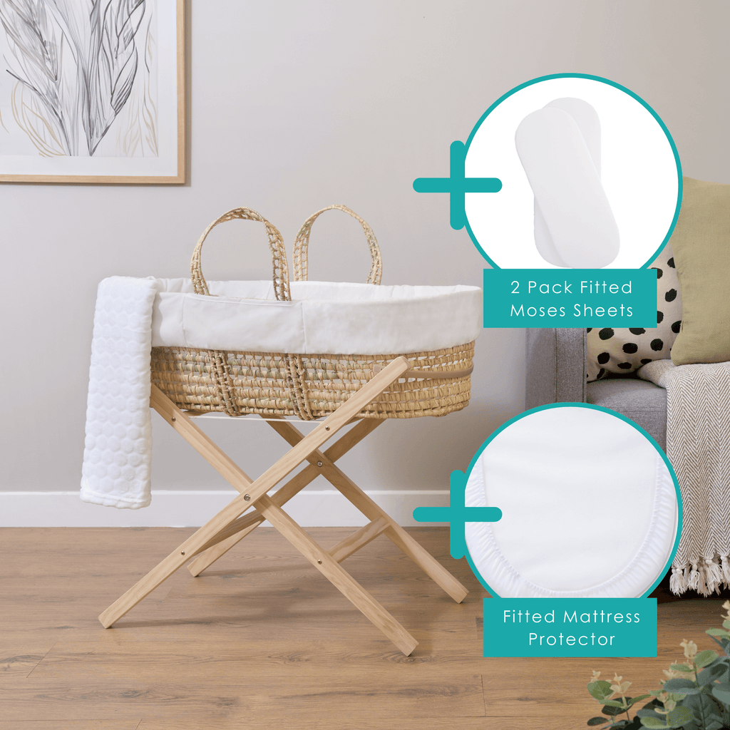 Special Buy Scandi Moses Basket With Stand Blanket Moses Baskets and Stands Co sleepers Nursery Furniture Clair de Lune UK